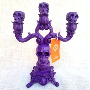 New Martha Stewart Halloween  Purple Skull Candle Holder